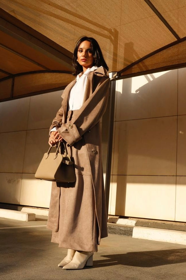 Taupe Long Trench III (next day delivery)